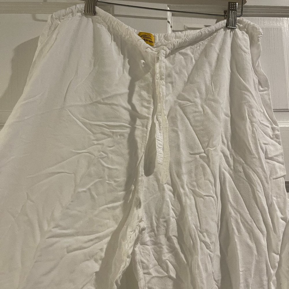 Roberta Roller Rabbit Linen Drawstring White Pants - One Size
